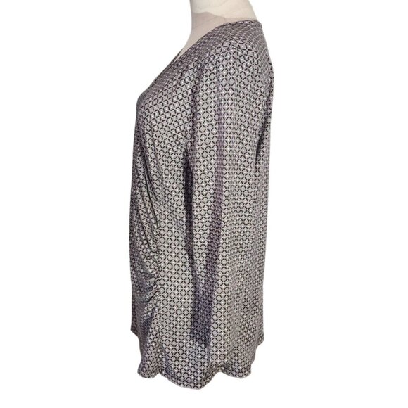 Talbots Brown Geometric Print Talbots Long Sleeve Wrap Style Tunic Top Womens L - Picture 4 of 14